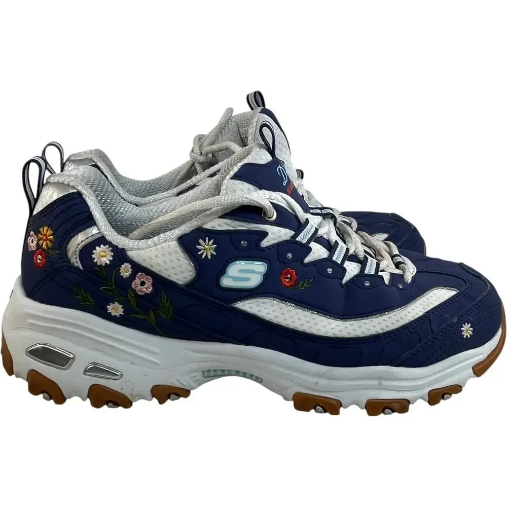 Skechers D'Lites Spring Bloom Womens Sneakers Navy Floral Comfort 8.5 - Picture 4 of 9